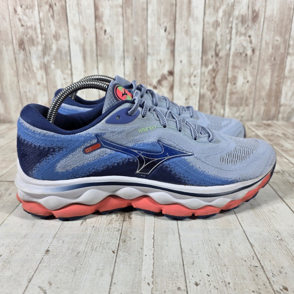 Mizuno Wave Sky 07 Womens Running Shoes Blue Navy Coral J1GD230224 Size 10